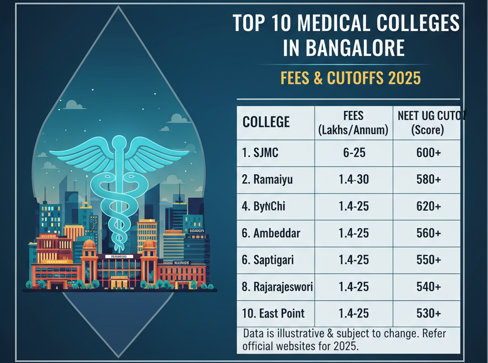 Top 10 Medical colleges in Bangalore with fees & Cutoffs 2025